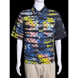 Authentic 2021 Louis Vuitton Zipped Monogram Tie-Dye Shirt Men Size Medium